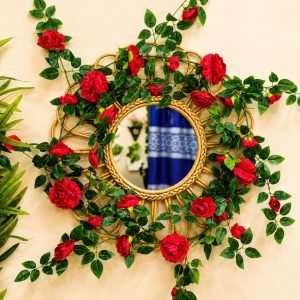রোজ ফ্লাওয়ার ম্যাক্রামে ওয়াল হ্যাঙ্গিং মিরর